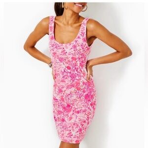 NWT Lilly Pulitzer Newberri TANK DRESS PINK seaside scene